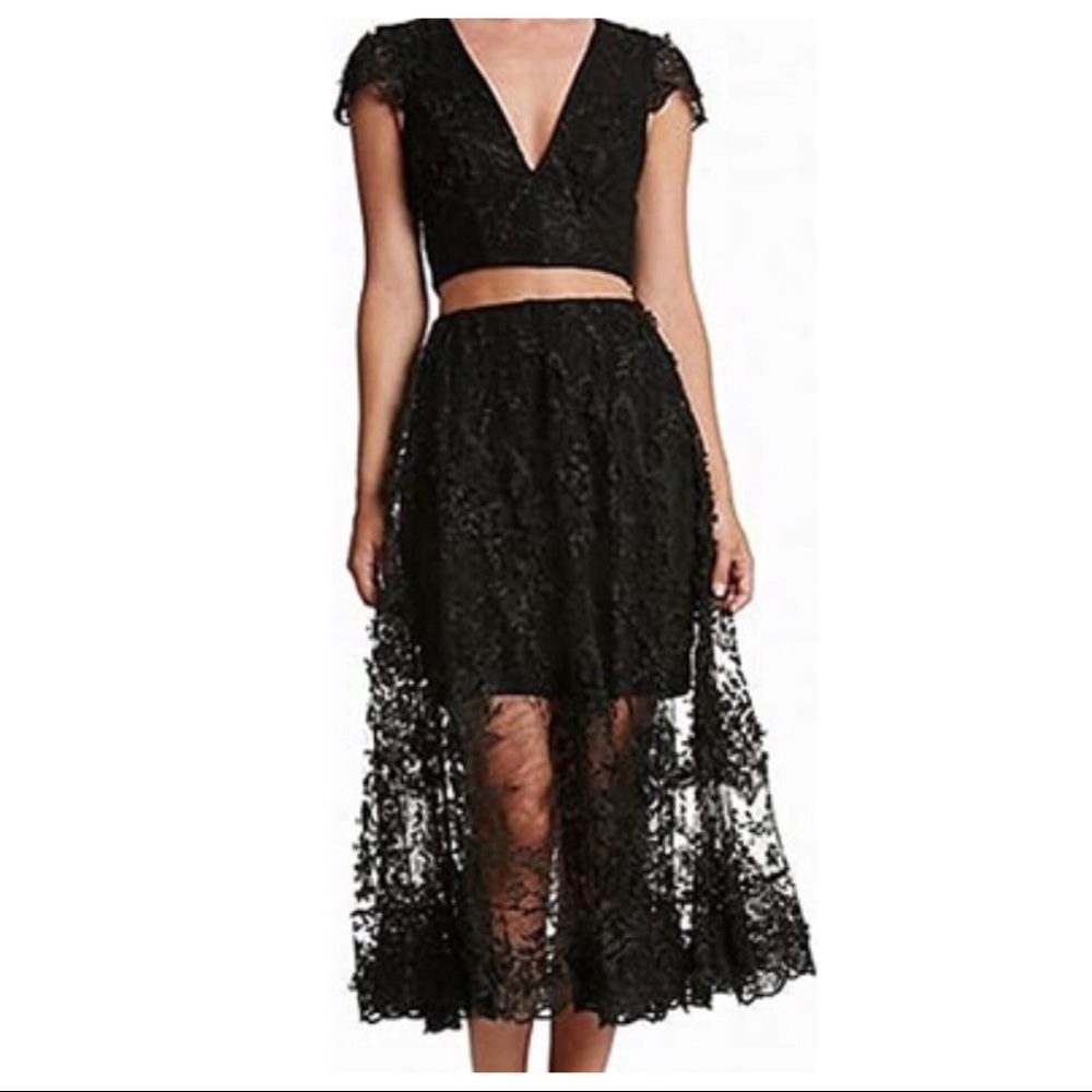 DRESS THE POPULATION LACE CROP TOP&MIDI SKIRT SET - Picture 4 of 4